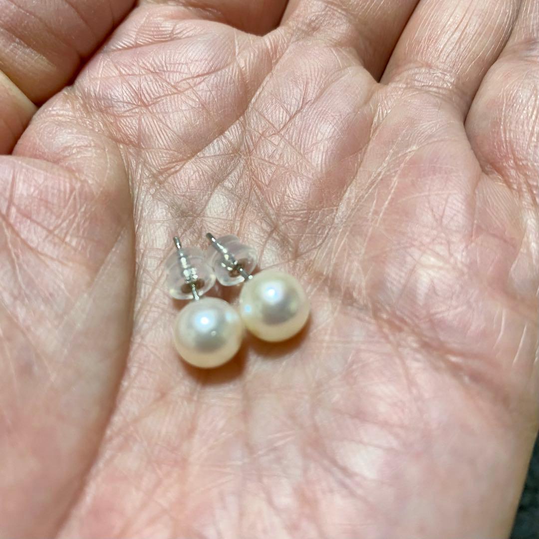 NONさま専用　　【8.2ミリ花珠】パールピアス　あこや真珠　最高級　プラチナ