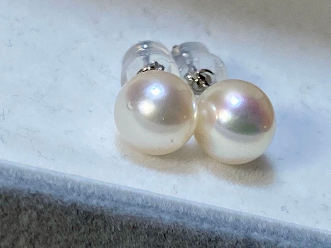 NONさま専用　　【8.2ミリ花珠】パールピアス　あこや真珠　最高級　プラチナ