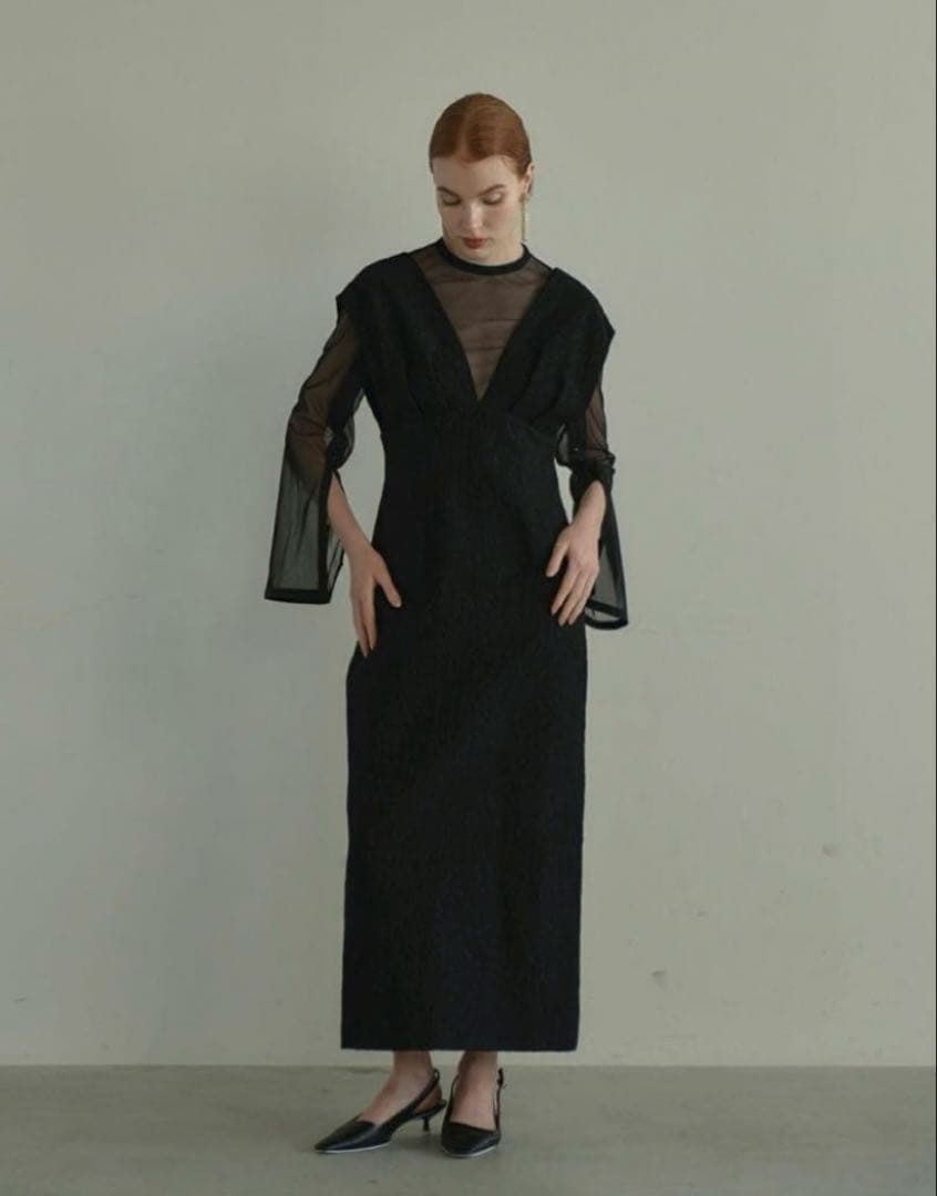 スーツ・フォーマル・ドレス niana V line jacquard dress