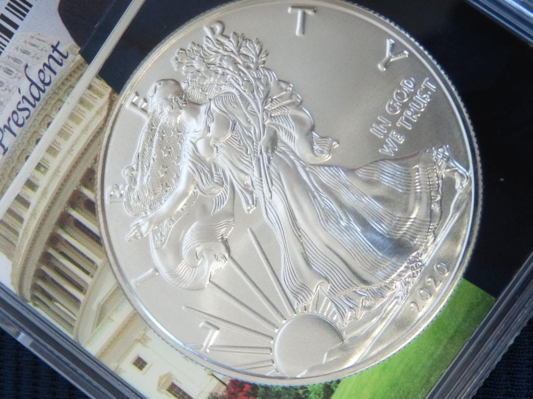 値下　米国　2020年 イーグル1＄銀貨　トランプ絵柄　NGC MS70FDI