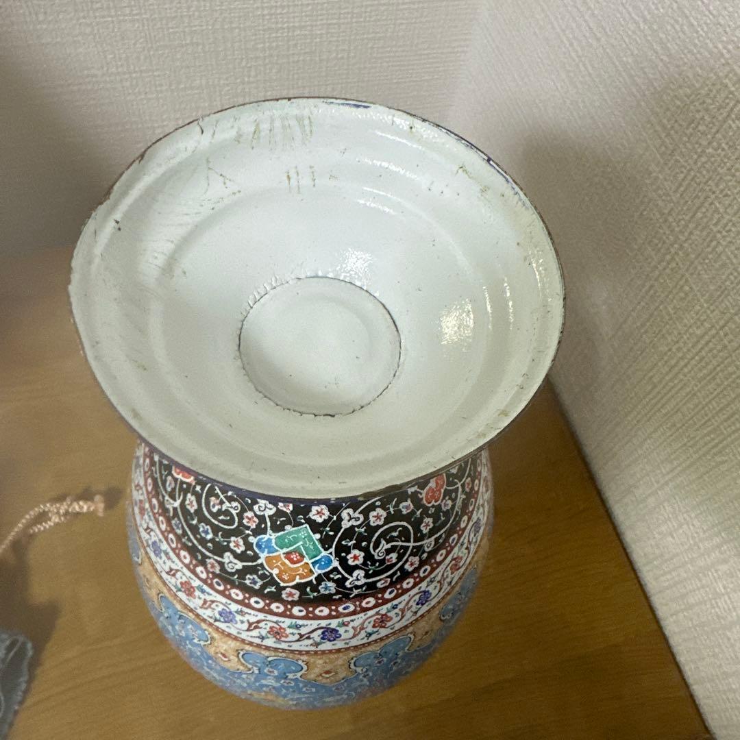 イラン製 ミナカリ 七宝焼 銅製 花瓶 ビンテージ 1970年代 高さ30cm
