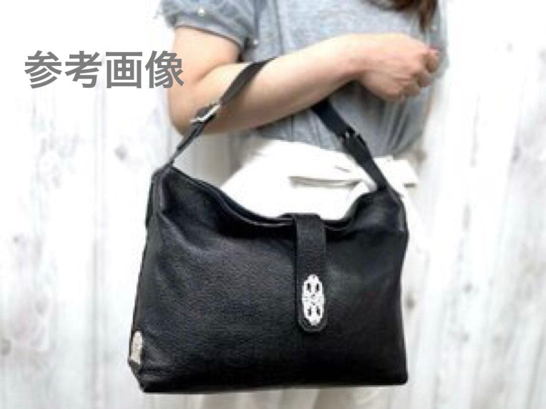 【新品未使用】A.D.M.J アールデコスワロ シボ革 レザーショルダーバッグ黒