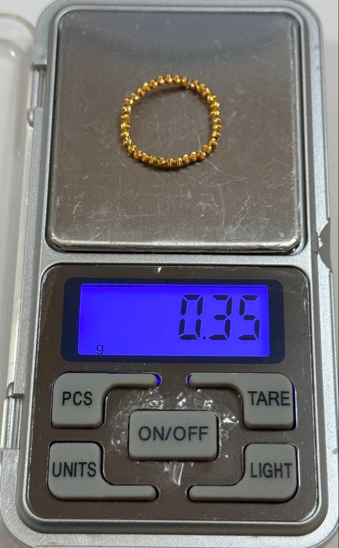 K18弾力リング　指輪　シンプル　キラキラ　ミラーボール