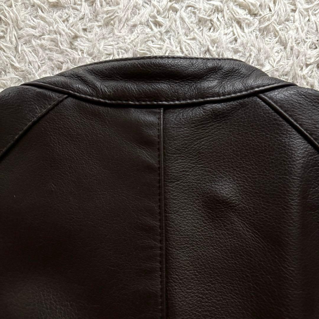 ★本革★ BEAMS HEART シングル ライダース 茶 ダブルジップ