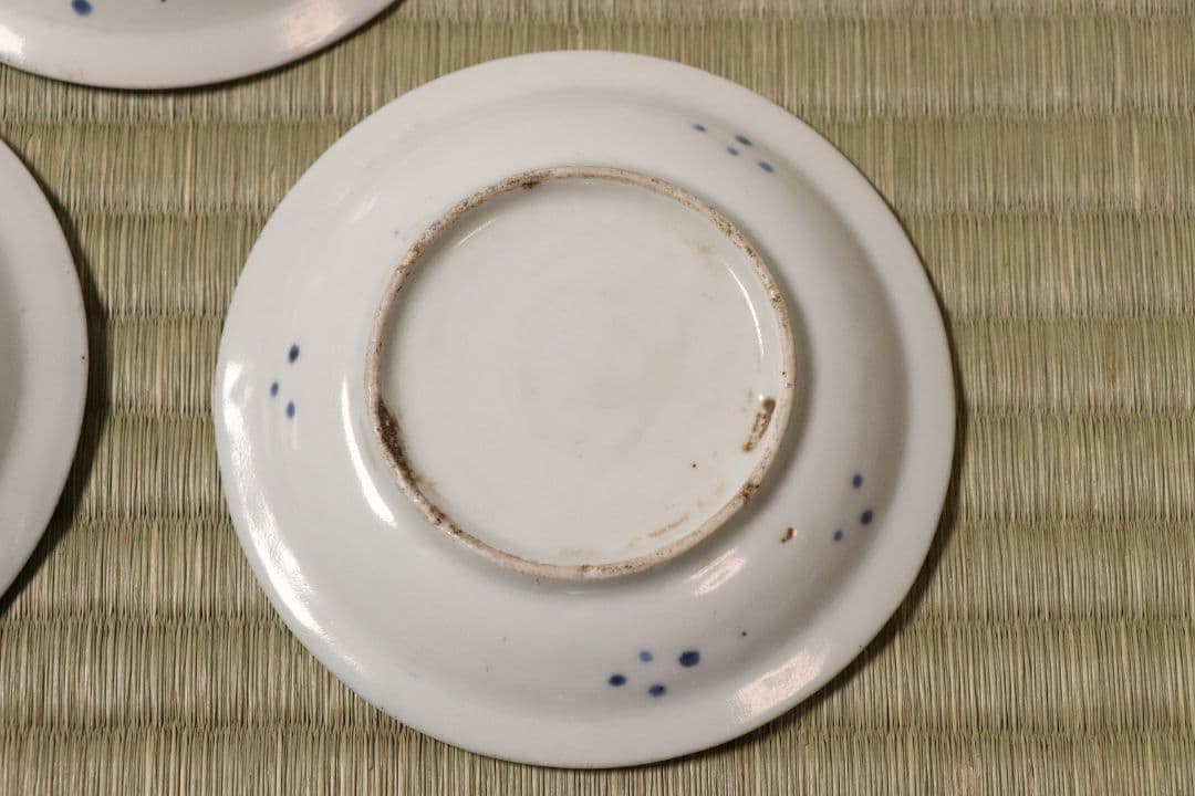 古伊万里 雲龍 染付 醤油皿 五客 約10cm 手塩 小皿 陶芸【MA476】