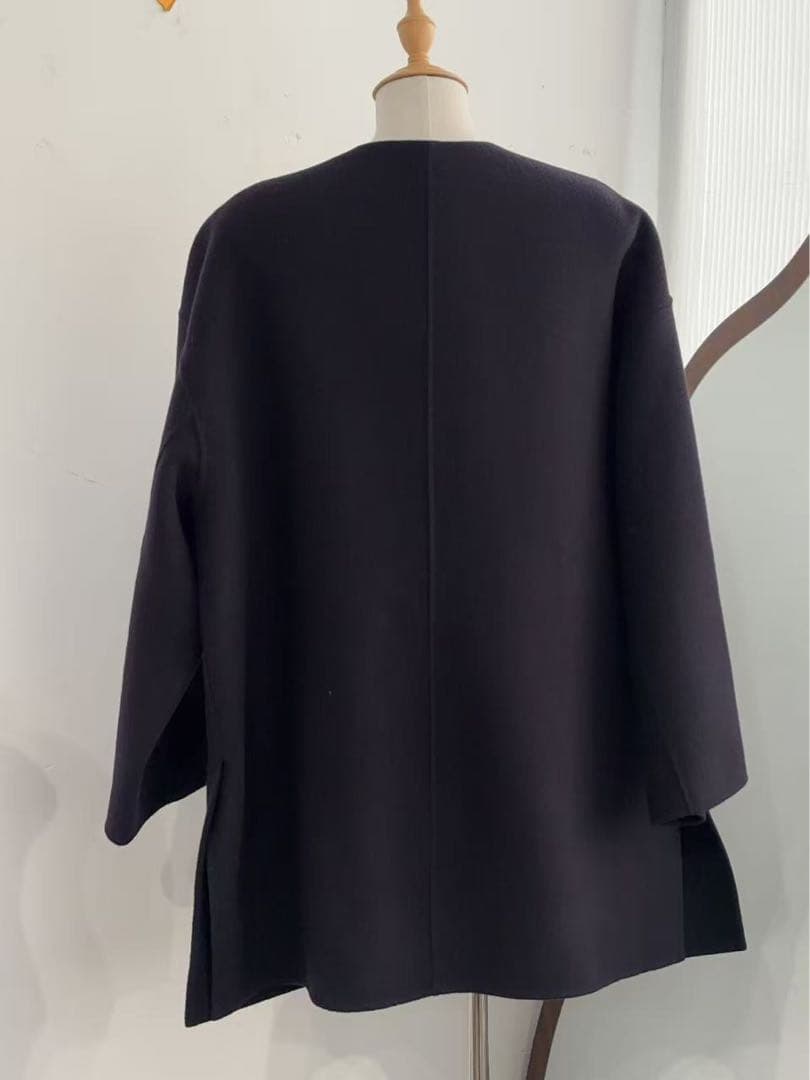 UNITED ARROWS バイカラー リバー ミドル コート ブラック