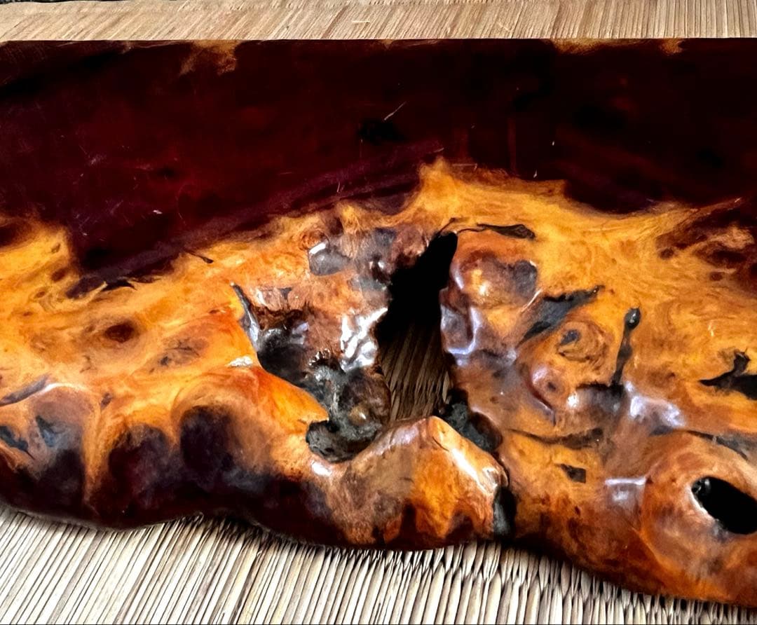 時代 花梨 玉杢 瘤 花台 香台 盆栽台 平台 約45㎝