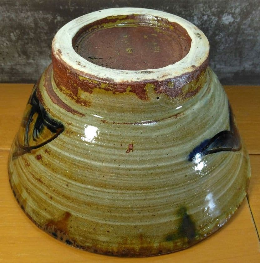 人間国宝 金城次郎 魚紋茶碗 栞 共箱 美品 壺屋焼 壷屋焼 やちむん 魚2匹