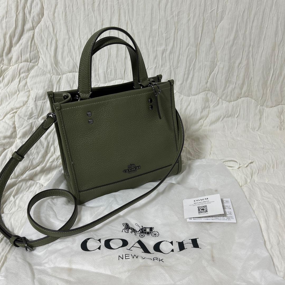 コーチ　オリーブグリーン レザー ショルダーバッグ