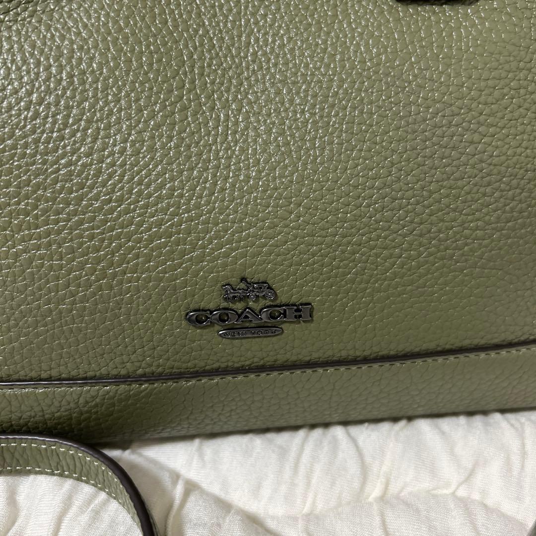コーチ　オリーブグリーン レザー ショルダーバッグ