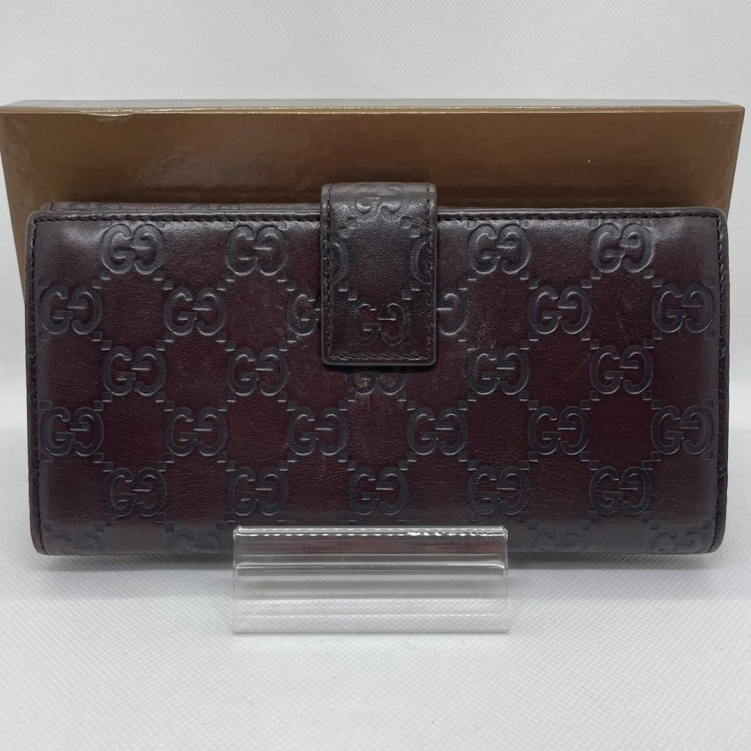 【美品/箱付】グッチ 112715・0416 GG柄 長財布 二つ折り 小銭入れ