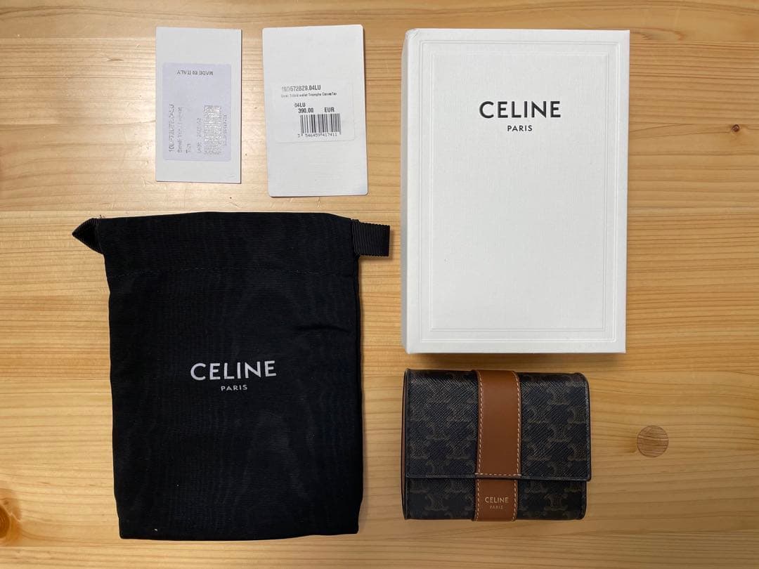 セリーヌ財布　トリンオフキャンバス&ラムスキン