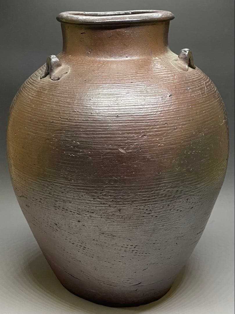 南蛮焼　古南蛮　南蛮壺　南蛮糸目三耳壺　特大36cm 　Y701