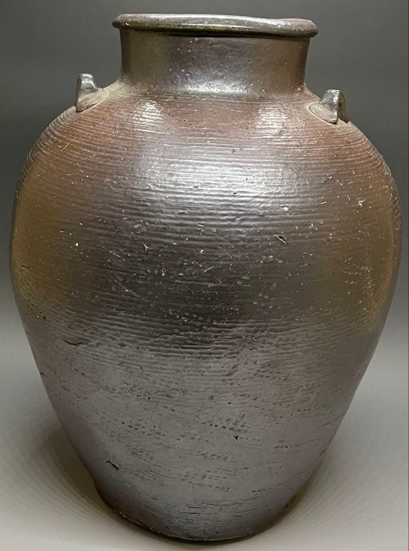 南蛮焼　古南蛮　南蛮壺　南蛮糸目三耳壺　特大36cm 　Y701