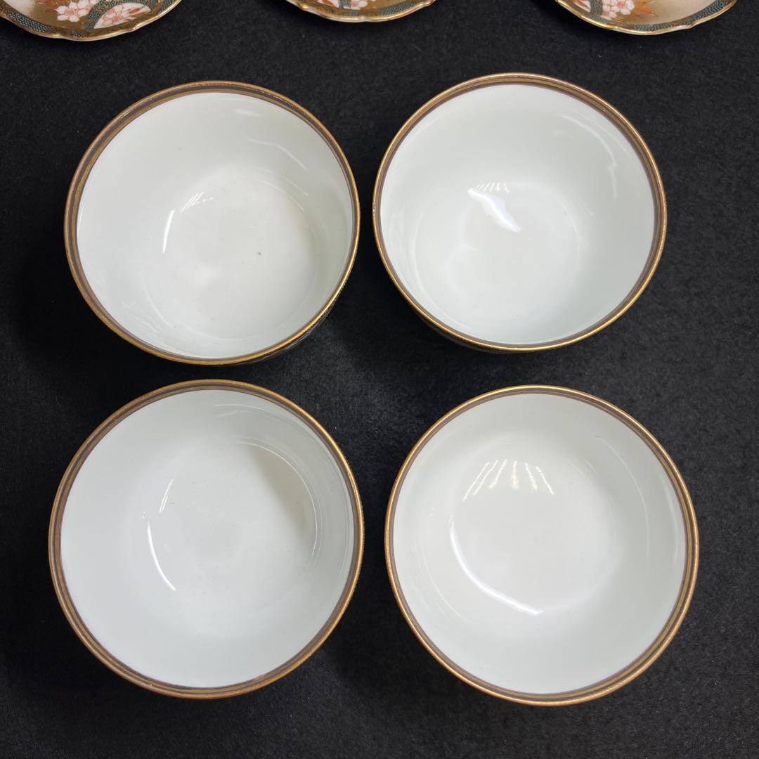 九谷　吉田製　極上手　茶托付蓋茶碗4客　東Y7-1203☆2F