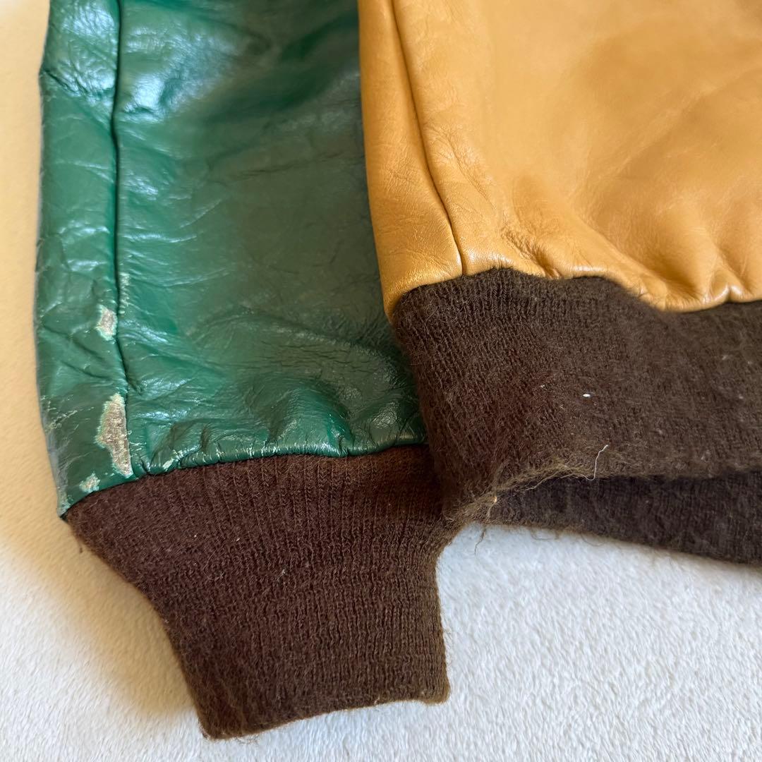 VANSONレザージャケット グリーン ワッペン 42