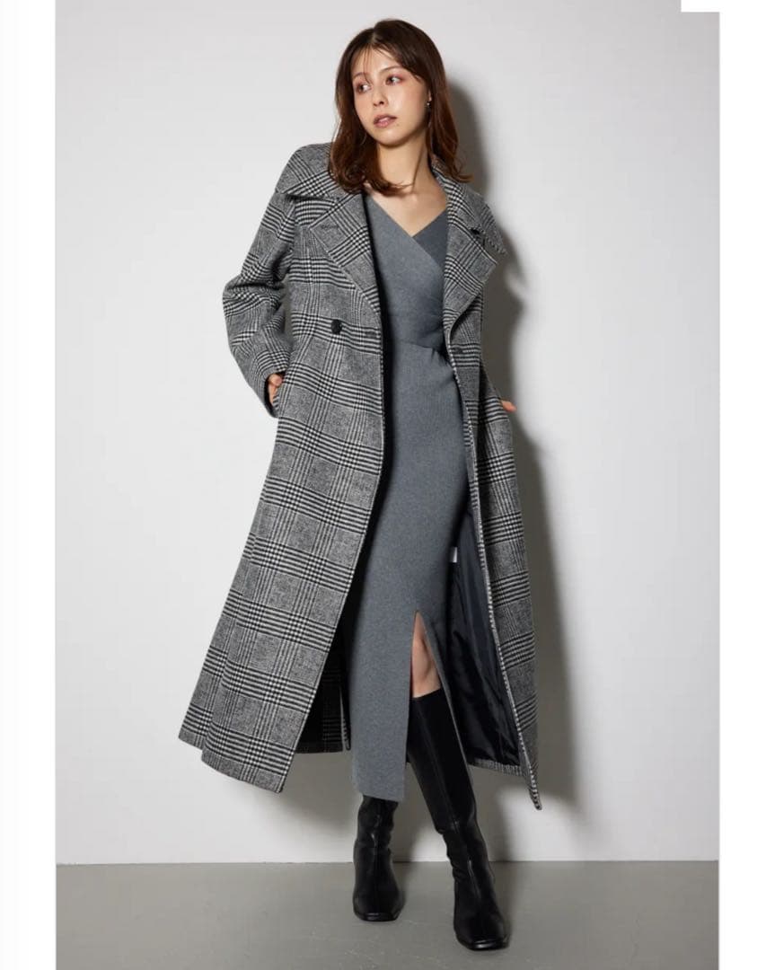 rienda スタンドカラーシェイプドチェスターコート