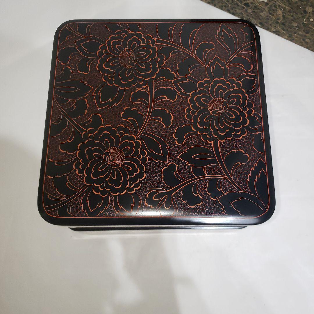 輪島漆器　漆器 花模様 二段重箱