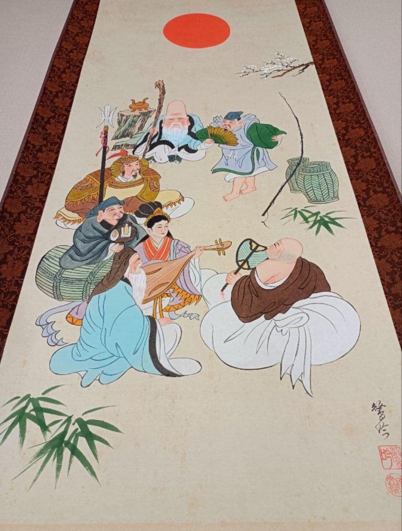 開運!【七福神 宴】掛軸 縁起物 おもてなし 絵 金運 商売繁盛 インテリア