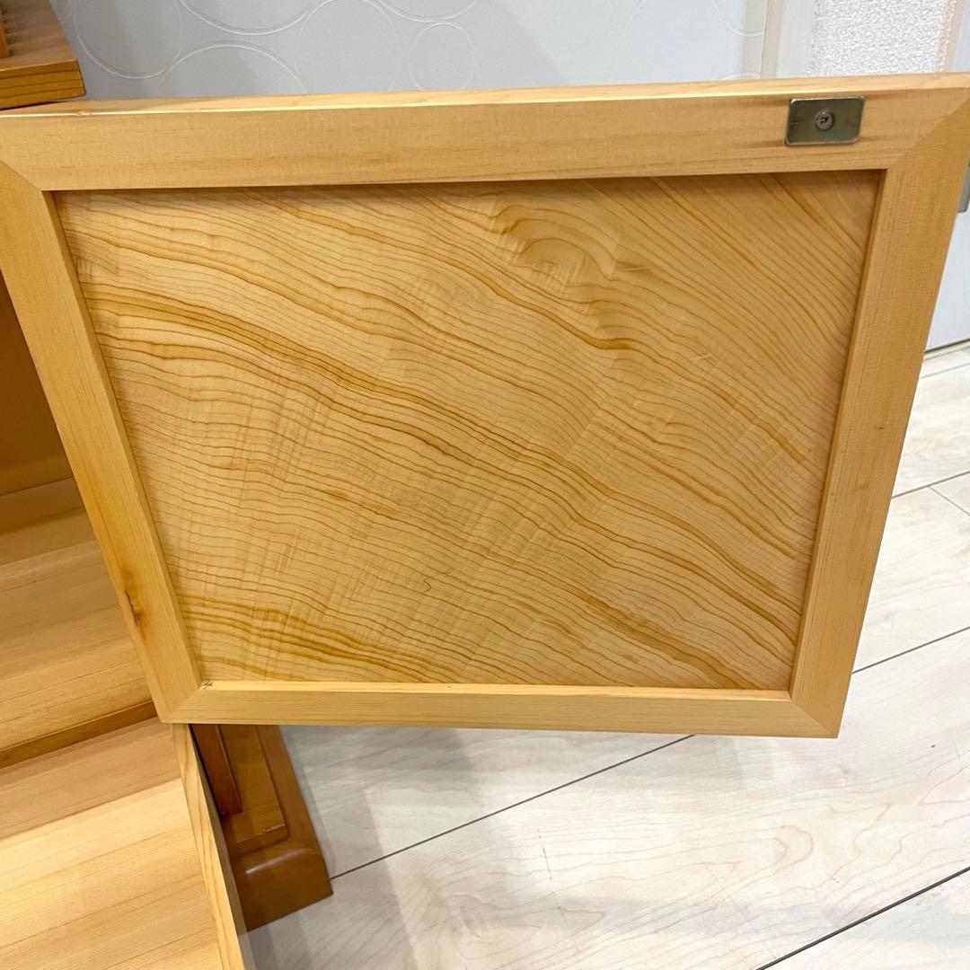 格子キャビネット 無垢材 神棚台 飾り棚 小物収納 和モダン 高級天然木