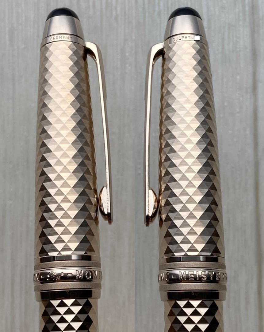 美品 モンブラン シャンパゴールド ソリティアメタル ジオメトリック ボールペン