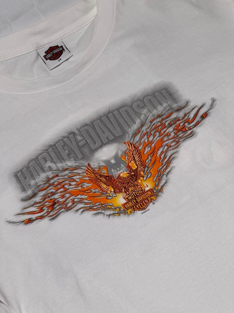 Harley-Davidson USA製 2002年 ホワイト 長袖Tシャツ