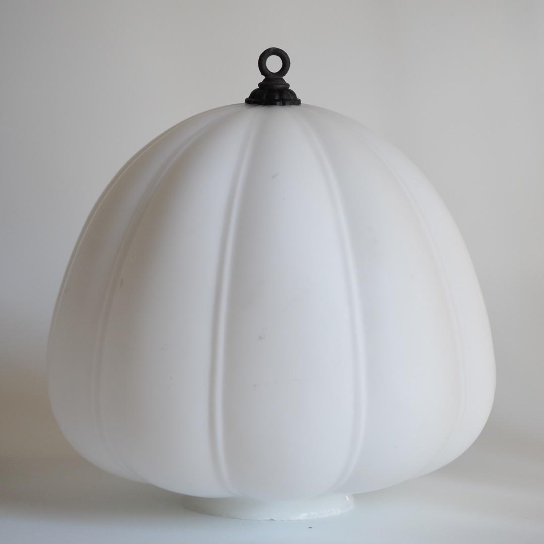 大正ガラス シェードランプ / ヴィンテージ 白 ミルクガラス