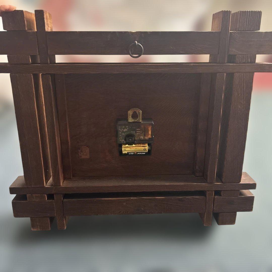 アンティーク和風木製時計 漢字の数字付き