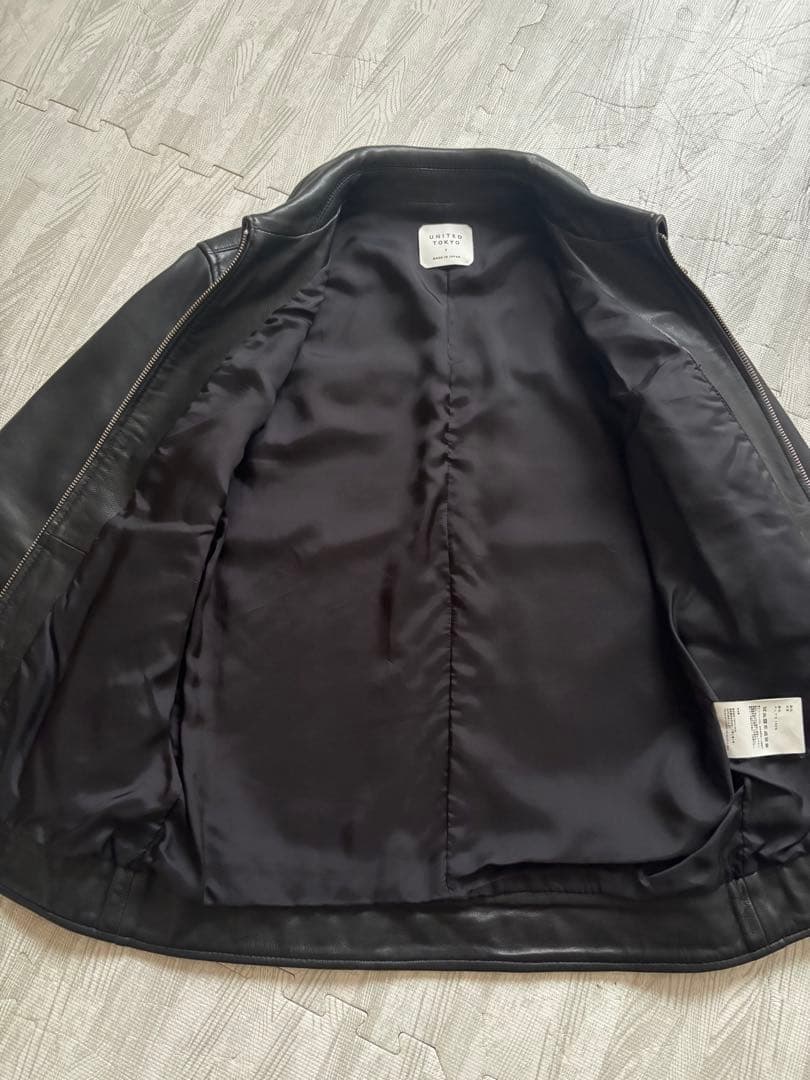 【美品】UNITED TOKYO 襟付きシングルライダース　ラムレザー　サイズ1