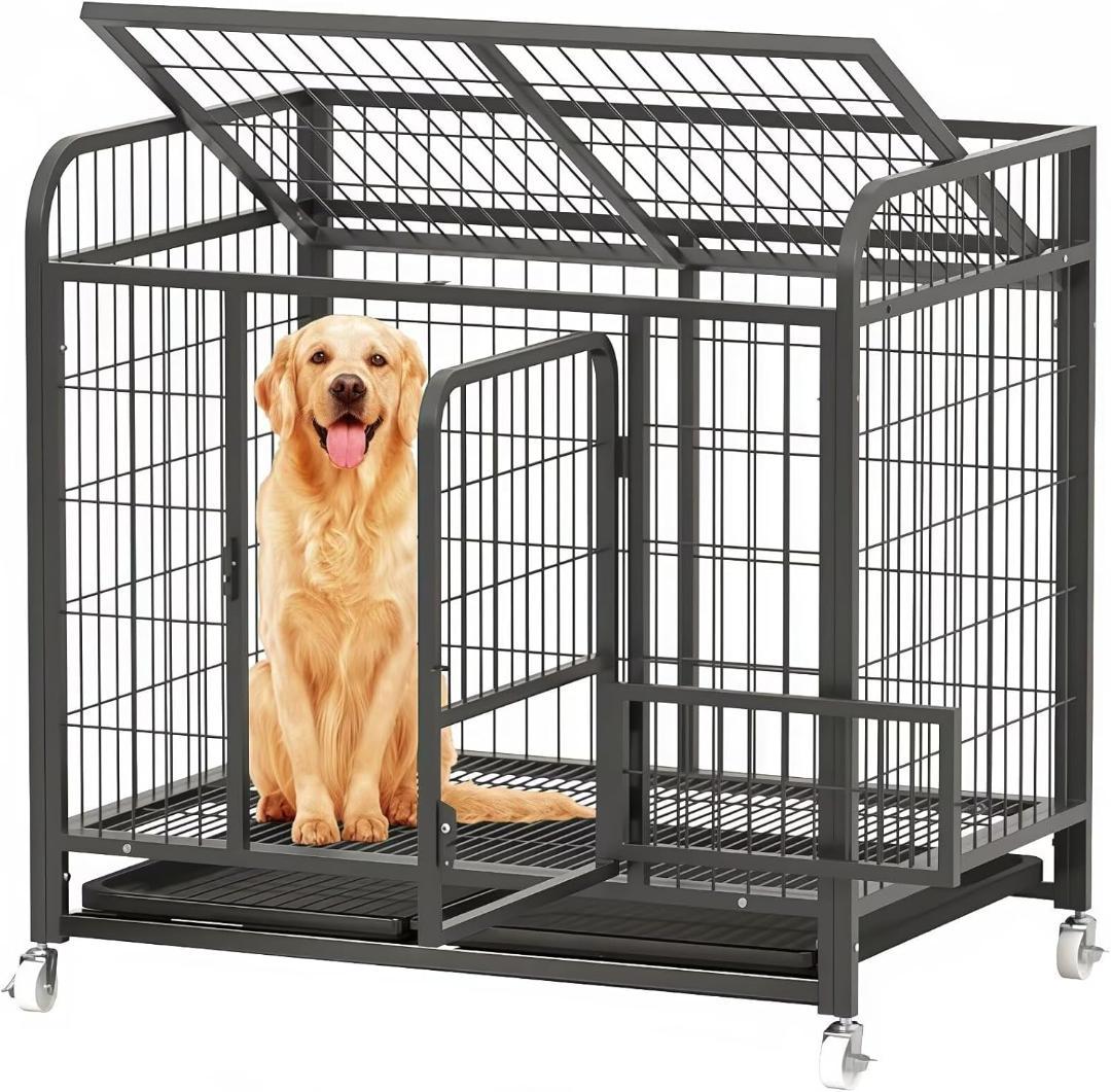 TUIYIDUO 犬のケージ ペットケージ 屋根付 110x72x101.5cm