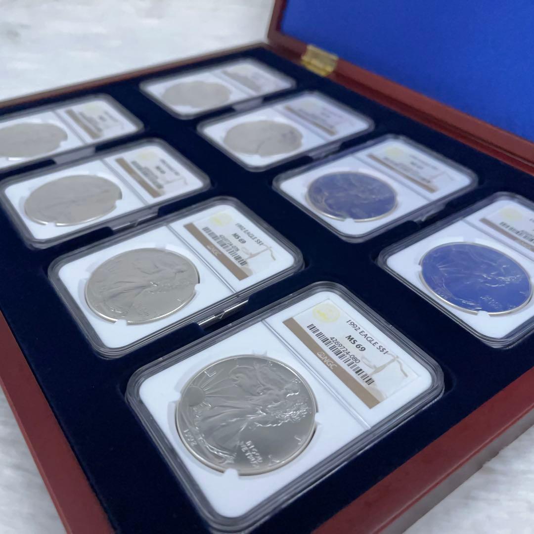 【銀高騰】1992年 イーグル銀貨 8枚セット NGC MS69 高級ケース