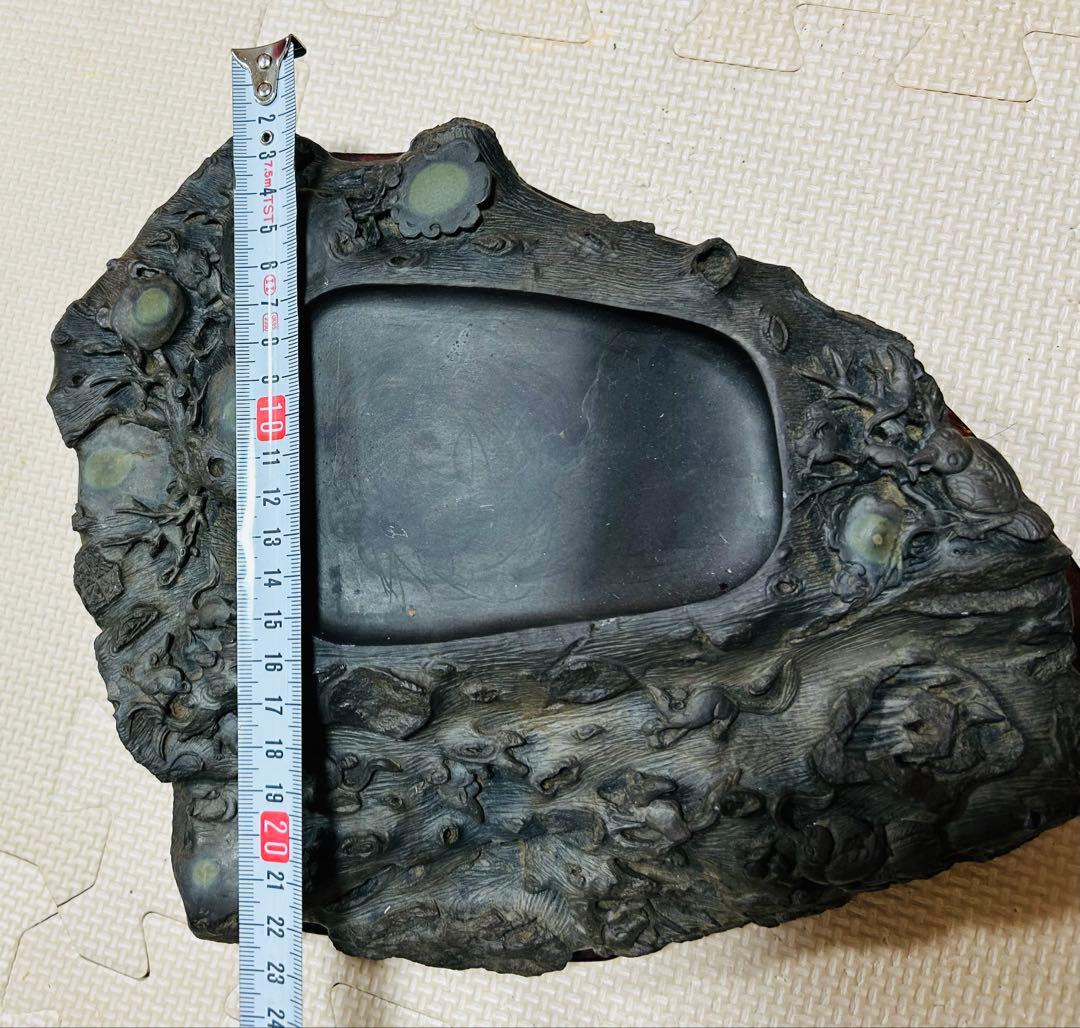 中国・書道具/名石 清時代文房四宝端渓硯/魚脳凍・天青色、赤紫色咽脂暈Y106