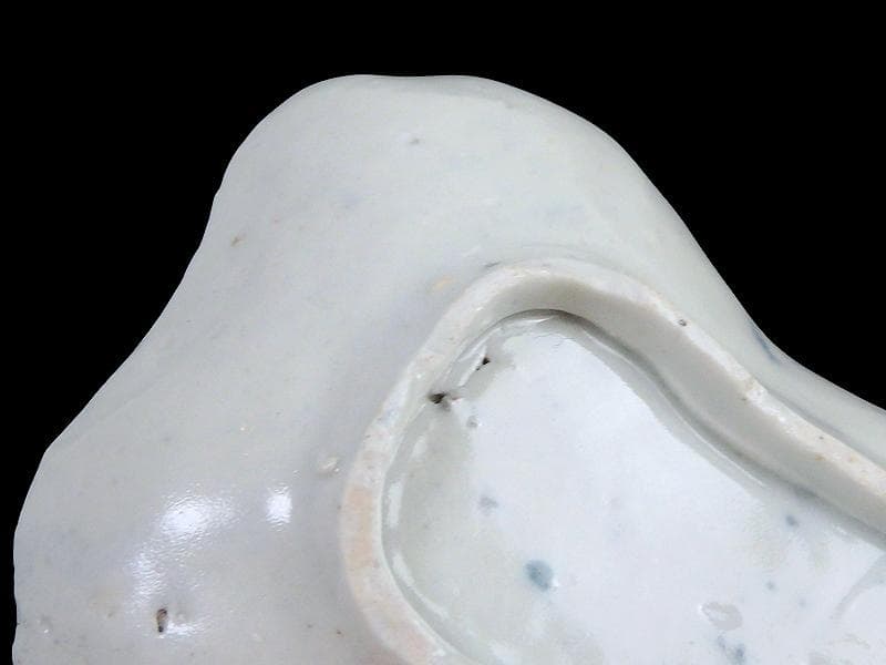 古伊万里　型刷印判　松葉に幾何学文様の図　変形皿　D228AS-CWj