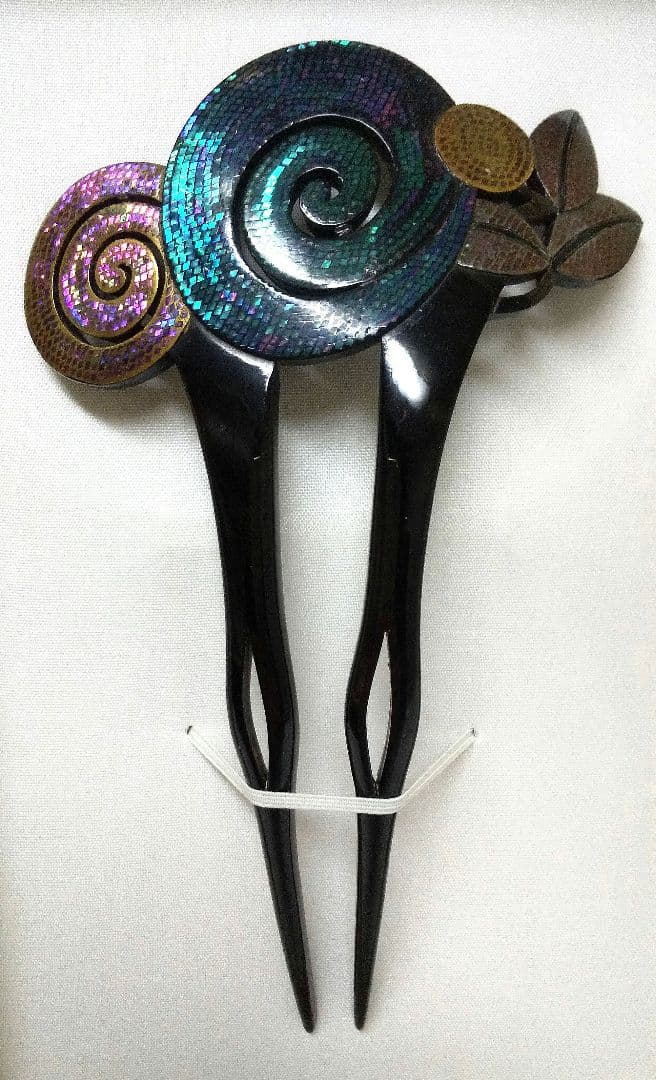 【永光作】本鼈甲 螺鈿簪 銘あり 美品