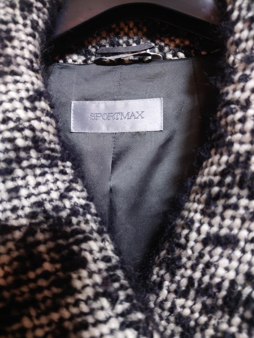 お値下げ☆美品☆SPORTMAX ☆イタリア製アルパカ混☆ツィードコート☆ ４２