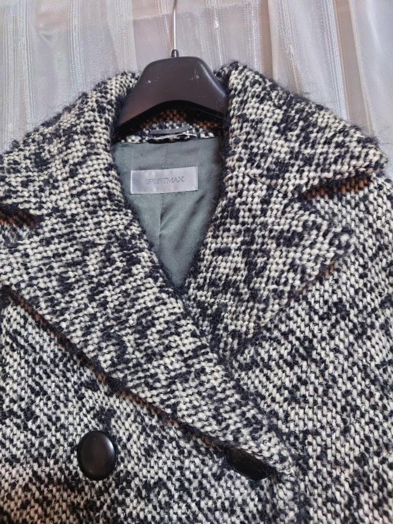 お値下げ☆美品☆SPORTMAX ☆イタリア製アルパカ混☆ツィードコート☆ ４２