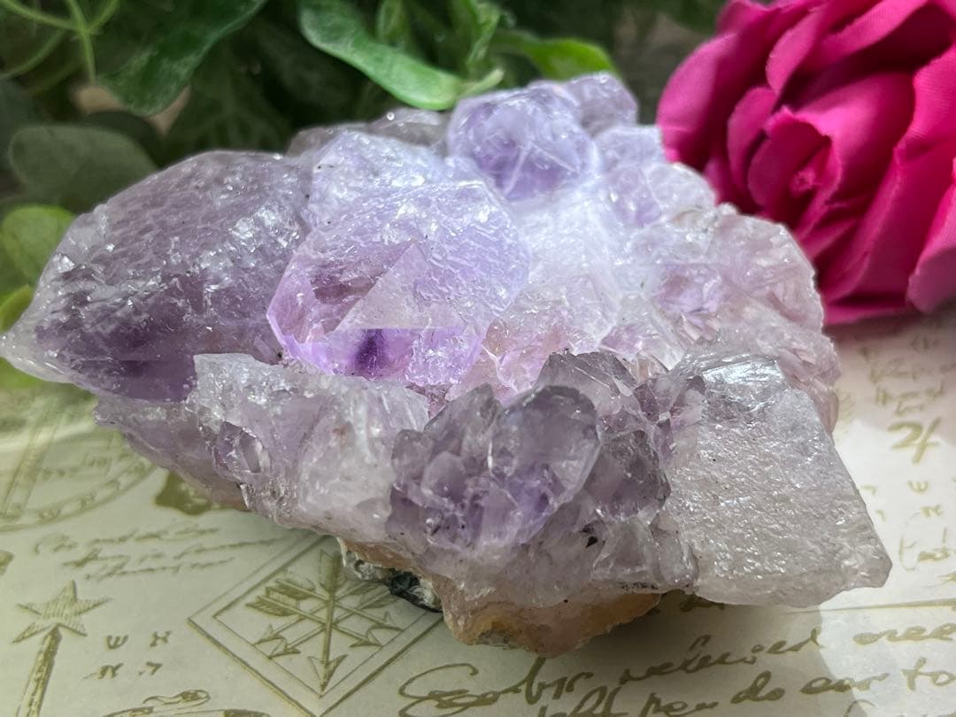 エッチドクォーツ　涅槃水晶　アメジスト　クラスター　原石　蝕像　紫水晶