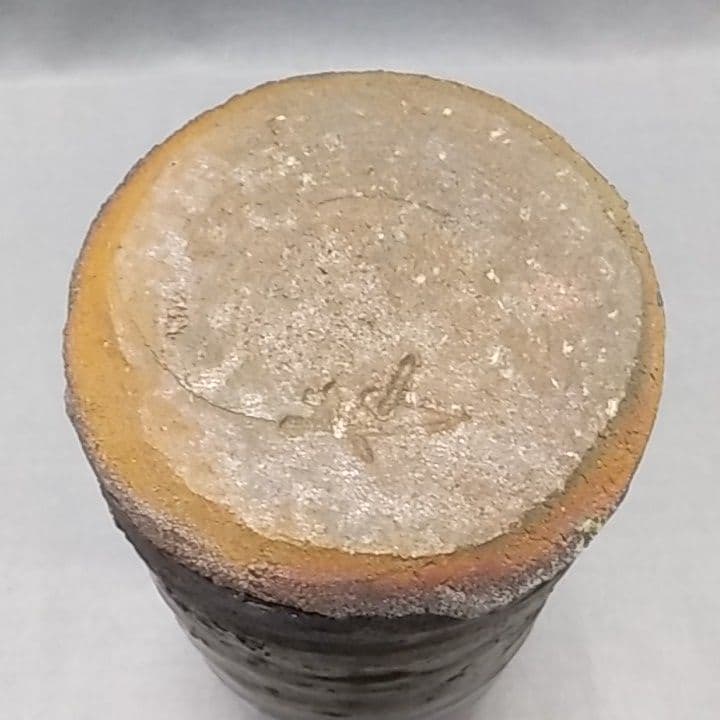 西岡良弘　氏作　朝鮮唐津耳付花生　唐津焼花入　茶道具　陶器　唐津焼