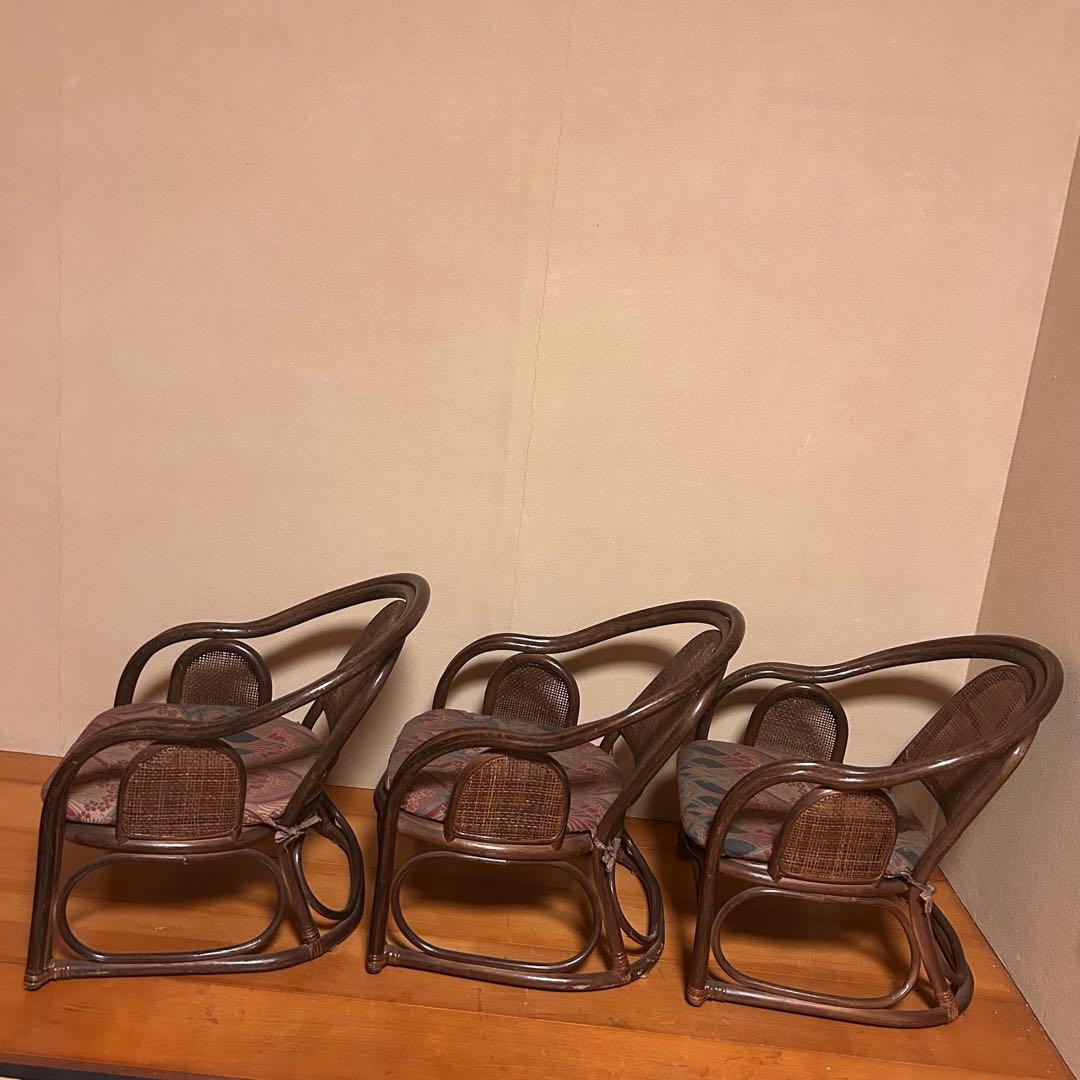 ラタン　1人掛け座椅子(×3)