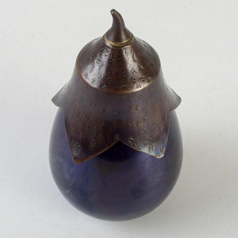 鎚打銅器　徳川　急須台セット　美幸堂　茄子形茶筒　2点まとめて　C　9407