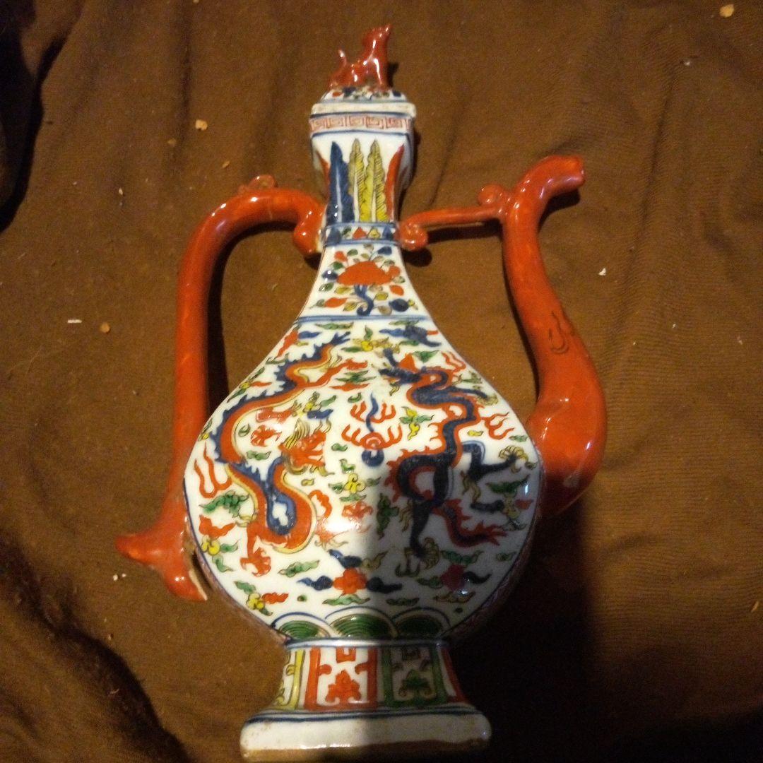 中国陶磁器　明万暦赤絵　水注