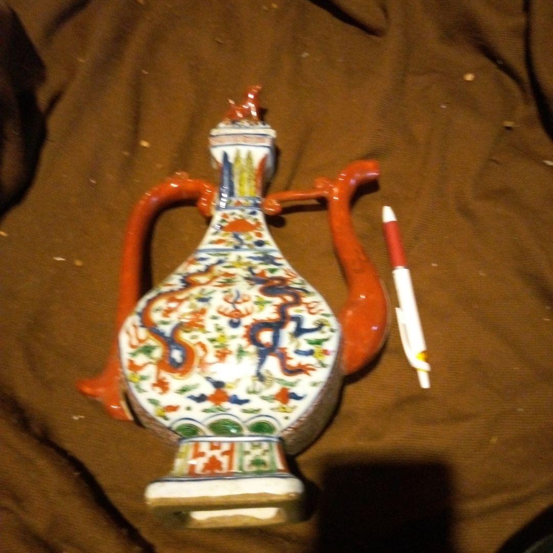 中国陶磁器　明万暦赤絵　水注