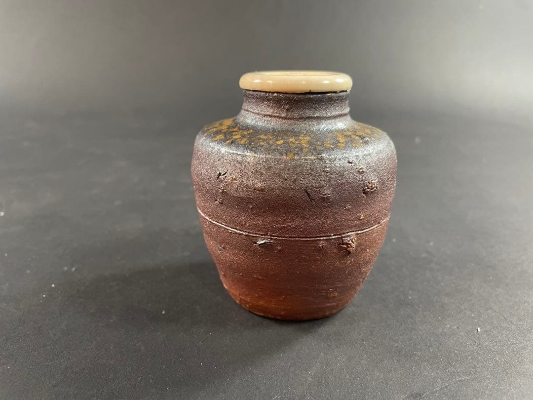 15 最終値下げ　原田陶月 備前 共箱 共布 茶入 仕服