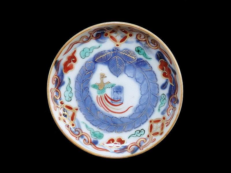 古伊万里　色絵　鳳凰に芭蕉葉の図　手塩皿　５枚　C193AS-VVu