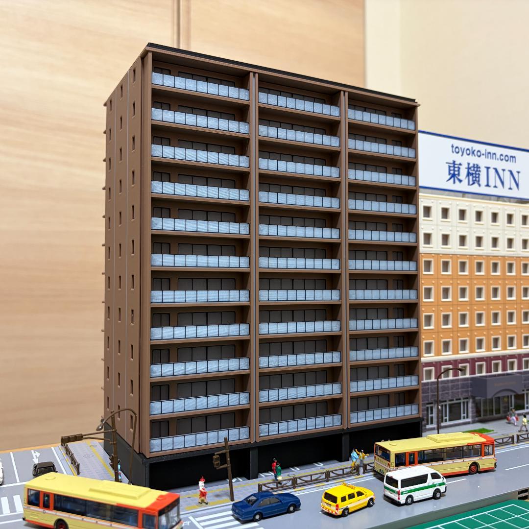 【限定ダークブラウン】Nゲージ 都市型マンションD ストラクチャー（完成品）模型