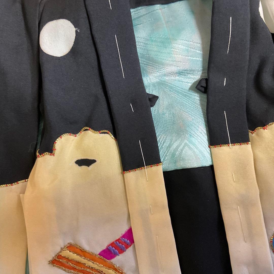 市松人形の着物（男の子）正絹　市松人形尺ニ用着物五つ紋　市松人形着物羽織セット