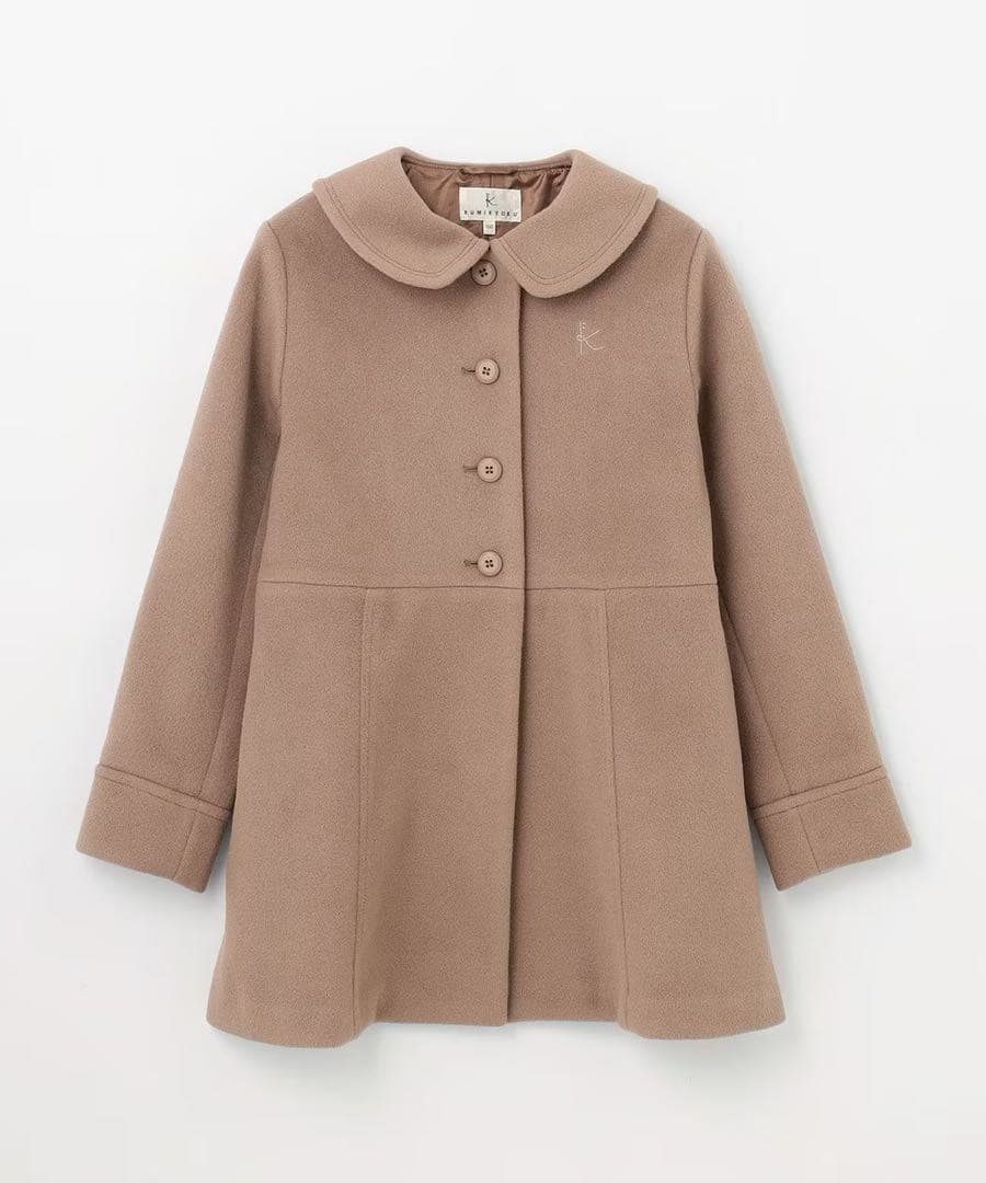 新品 組曲 ウールコート 150-160 ショコラ系　7449