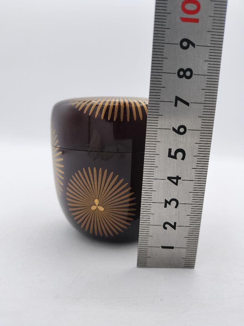 c646 大棗 唐松蒔絵 溜塗 山中 川上浩峰 木箱 茶道具 古物