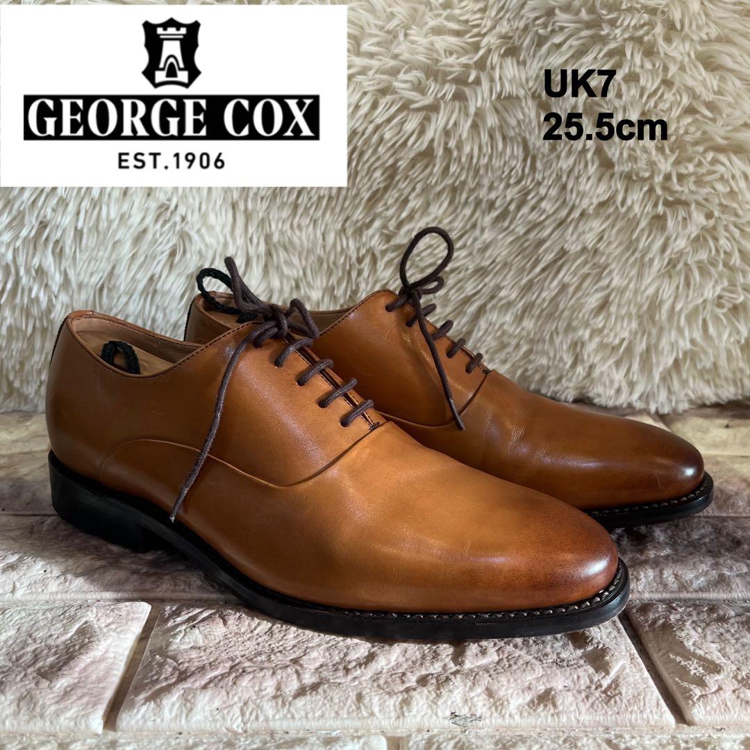 新品同様　ジョージ コックス バーガンディ プレーントゥ 25.5cm