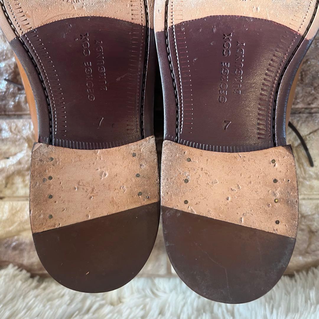 新品同様　ジョージ コックス バーガンディ プレーントゥ 25.5cm